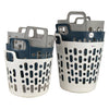 REGENT STOREAWAY PLASTIC FLEXY LAUNDRY BASKET SMALL, ASST. BLUE, GREY & WHT, 390X415X355MM