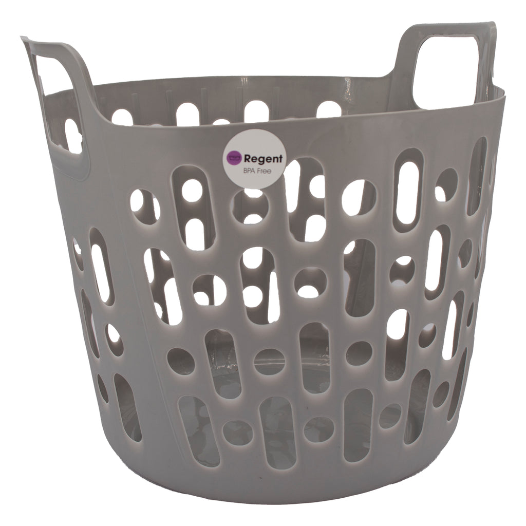 REGENT STOREAWAY PLASTIC FLEXY LAUNDRY BASKET SMALL, ASST. BLUE, GREY & WHT, 390X415X355MM