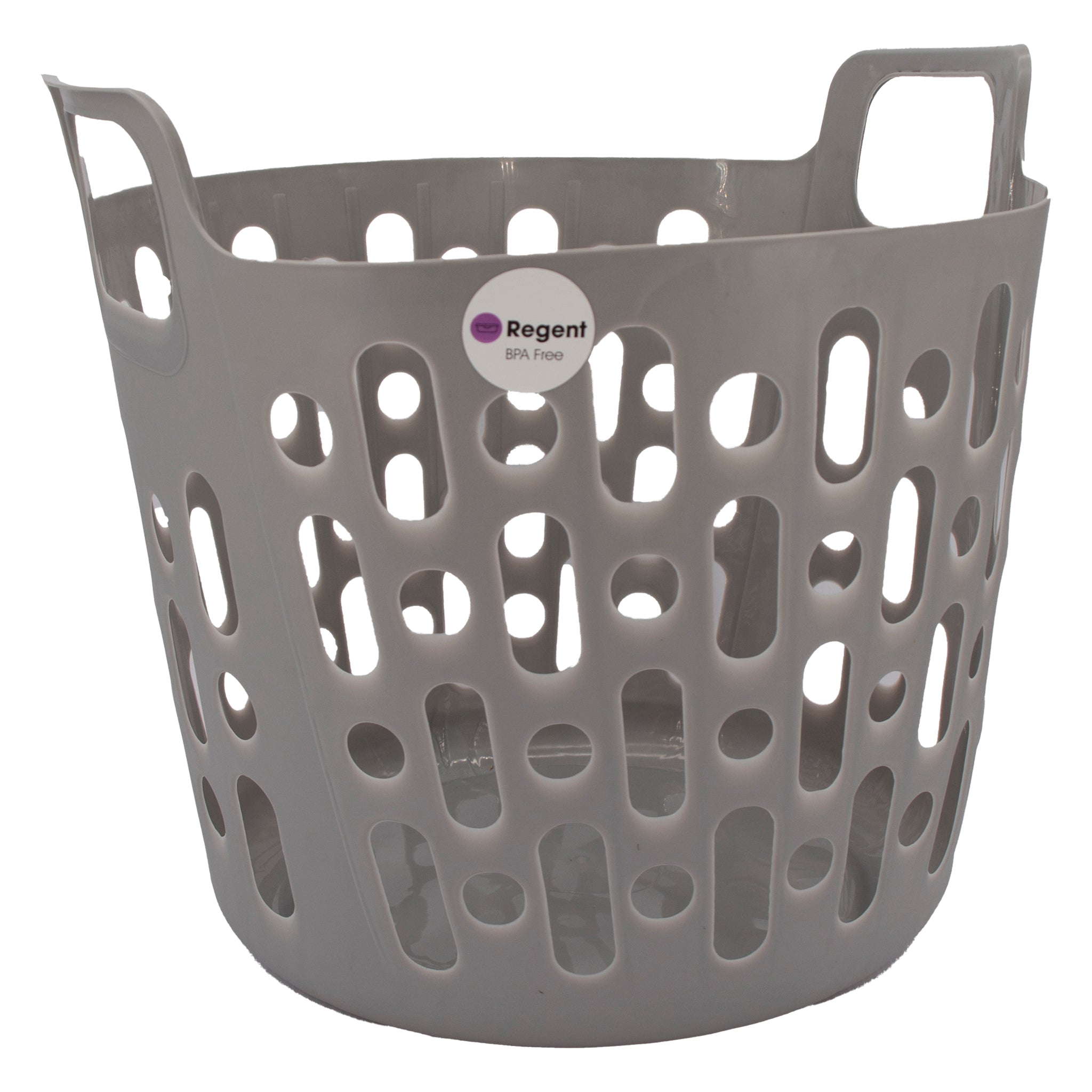REGENT STOREAWAY PLASTIC FLEXY LAUNDRY BASKET SMALL, ASST. BLUE, GREY & WHT, 390X415X355MM