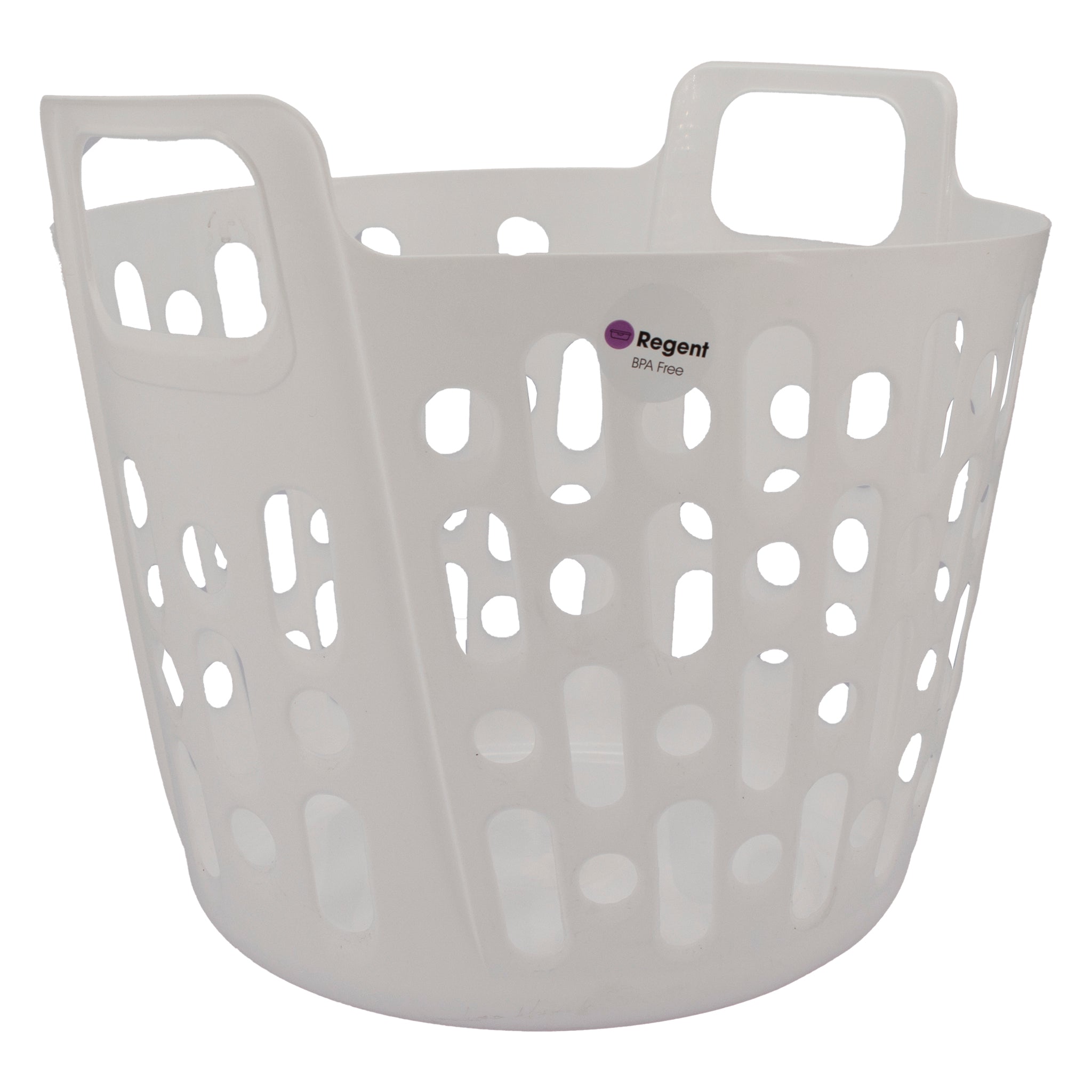 REGENT STOREAWAY PLASTIC FLEXY LAUNDRY BASKET SMALL, ASST. BLUE, GREY & WHT, 390X415X355MM