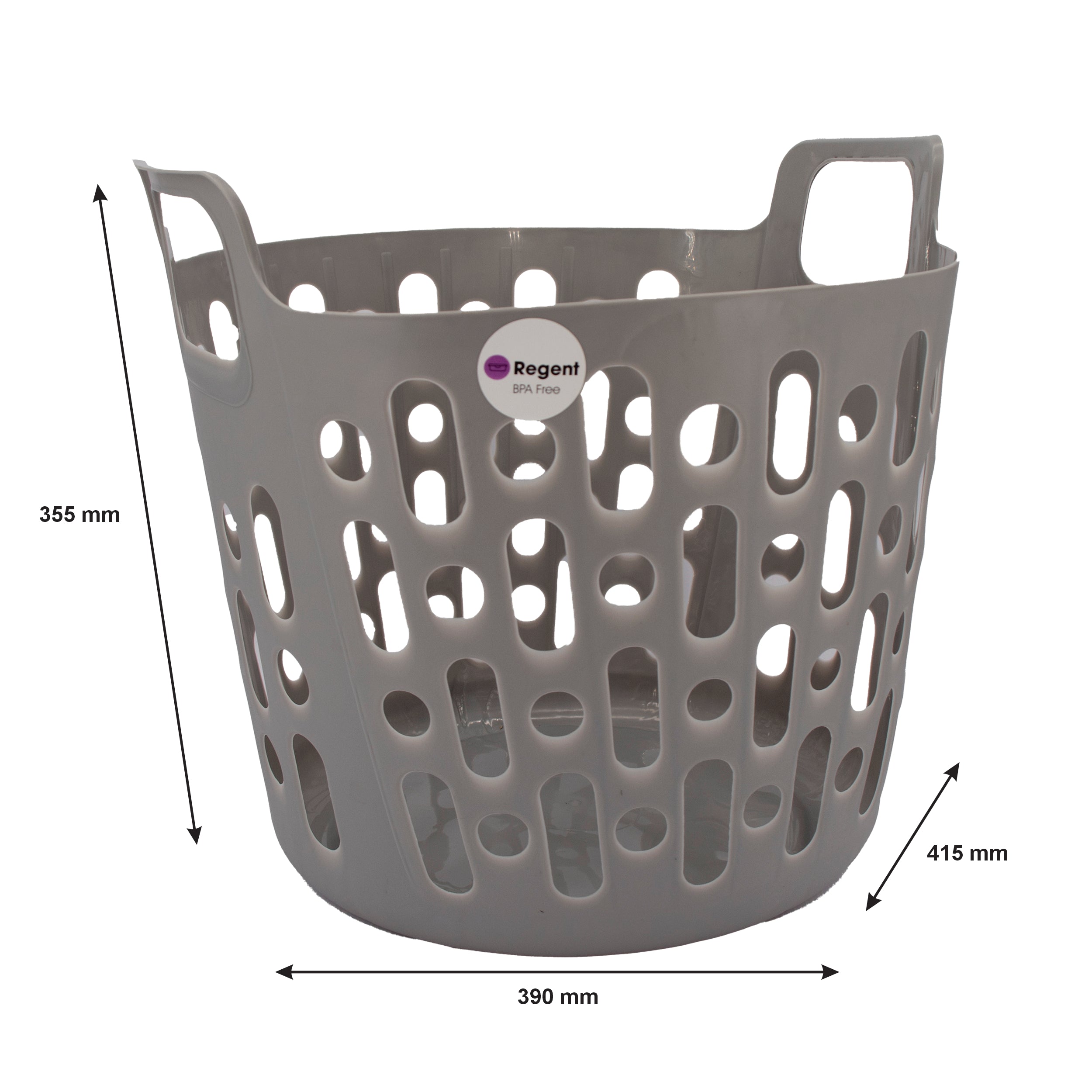REGENT STOREAWAY PLASTIC FLEXY LAUNDRY BASKET SMALL, ASST. BLUE, GREY & WHT, 390X415X355MM
