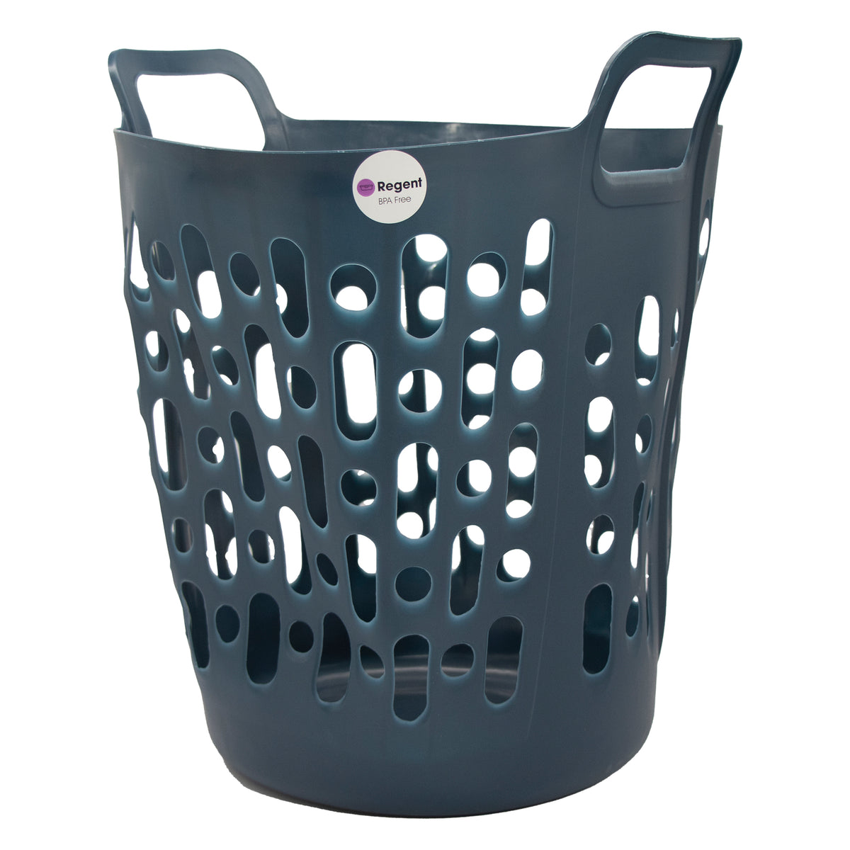 REGENT STOREAWAY PLASTIC FLEXY LAUNDRY BASKET LARGE ASST. BLUE, GREY & WHT, 415X440X480MM