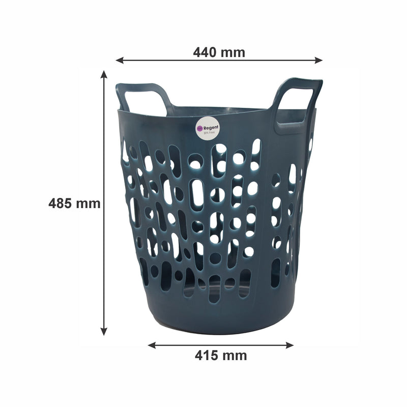 REGENT PLASTIC ZEUS ROUND FLEXI LAUNDRY BASKET LARGE, 45LT AST. BLU, L/GR & WHT (415X440X480MM)