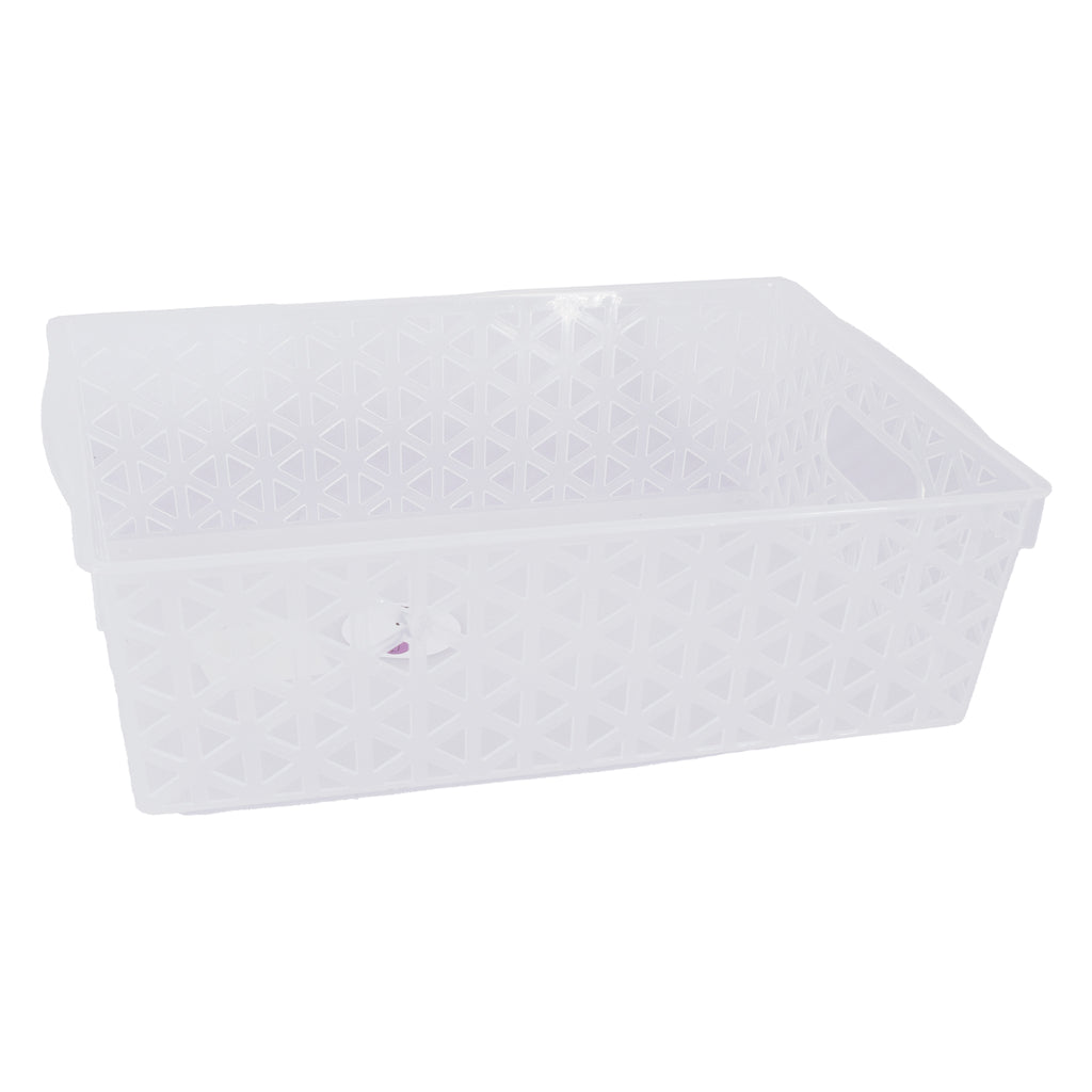 REGENT STOREAWAY HOME/OFFICE CLEAR PLASTIC BASKET LARGE, 300X220X85MM