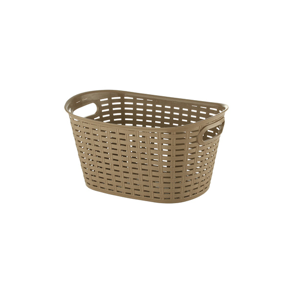 REGENT PLASTIC EDEN OVAL BASKET WITH HANDLES SMALL, AST. WHT, BGE & CHOC (365X255X190MM)
