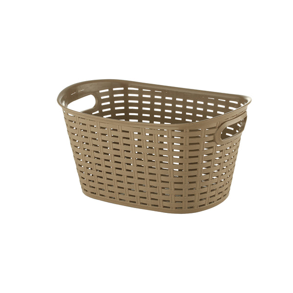 REGENT PLASTIC EDEN OVAL BASKET WITH HANDLES MEDIUM, ASST. WHT, BGE & CHOC (425X295X220MM)