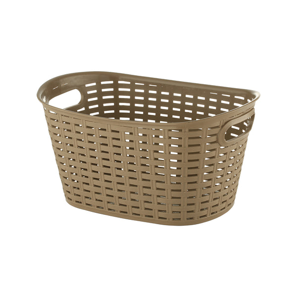 REGENT PLASTIC EDEN OVAL BASKET WITH HANDLES LARGE, AST. WHT, BGE & CHOC (500X345X250MM)