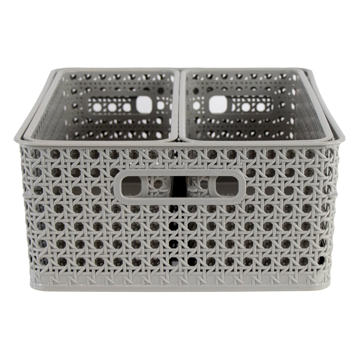 REGENT STOREAWAY CLASSIC GREY PLASTIC RECTANGULAR BASKET MEDUIM, 340X135X130MM