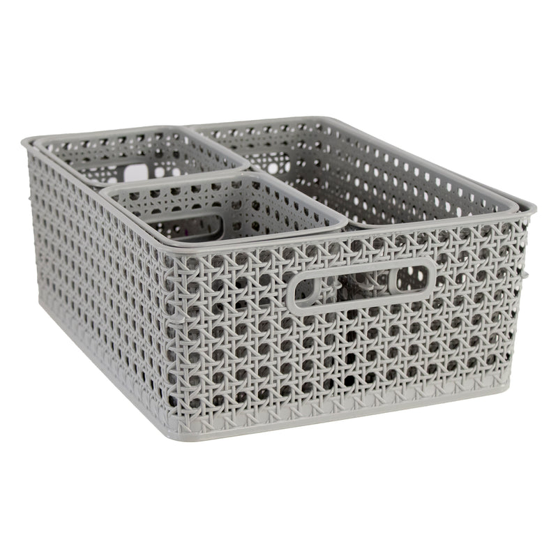 REGENT PLASTIC BOHO BASKET SMALL GREY,  (170X135X130MM)