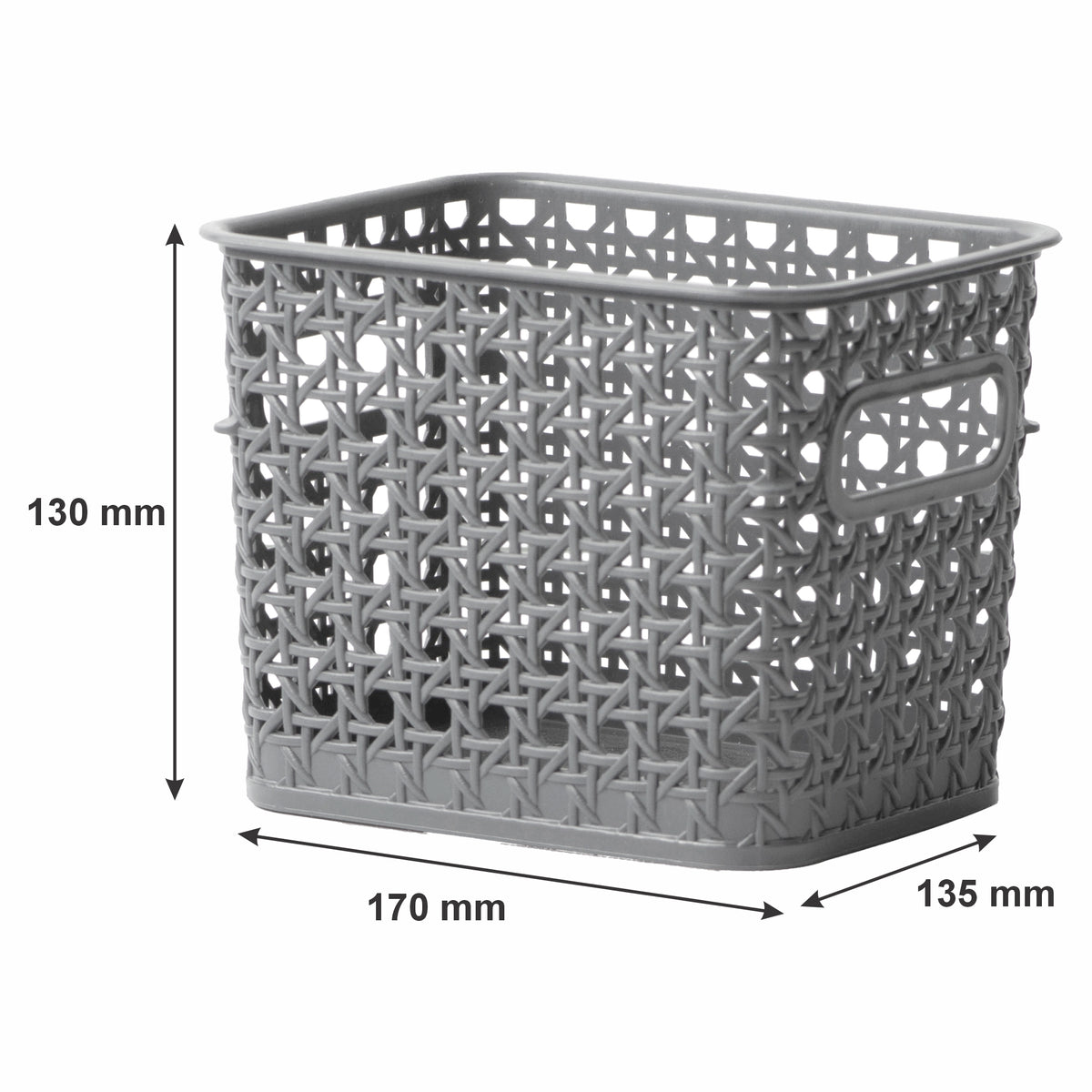 REGENT STOREAWAY CLASSIC GREY PLASTIC BASKET SMALL, 170X135X130MM