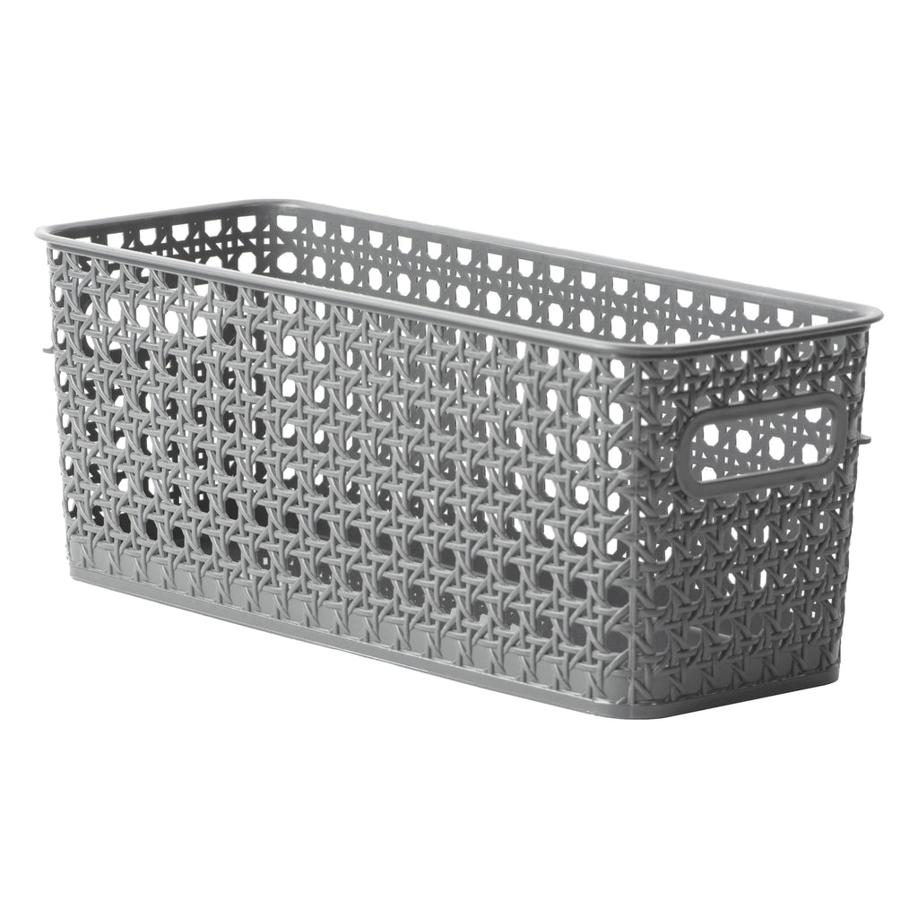 REGENT STOREAWAY CLASSIC GREY PLASTIC RECTANGULAR BASKET MEDUIM, 340X135X130MM