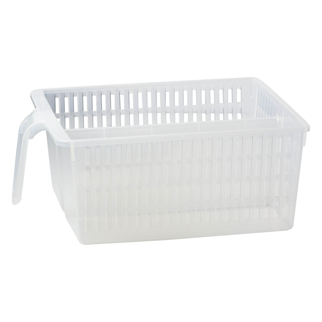 REGENT STOREAWAY CLEAR PLASTIC PANTRY & FRIDGE DEEP BASKET WITH DIVIDER, 330X240X130MM