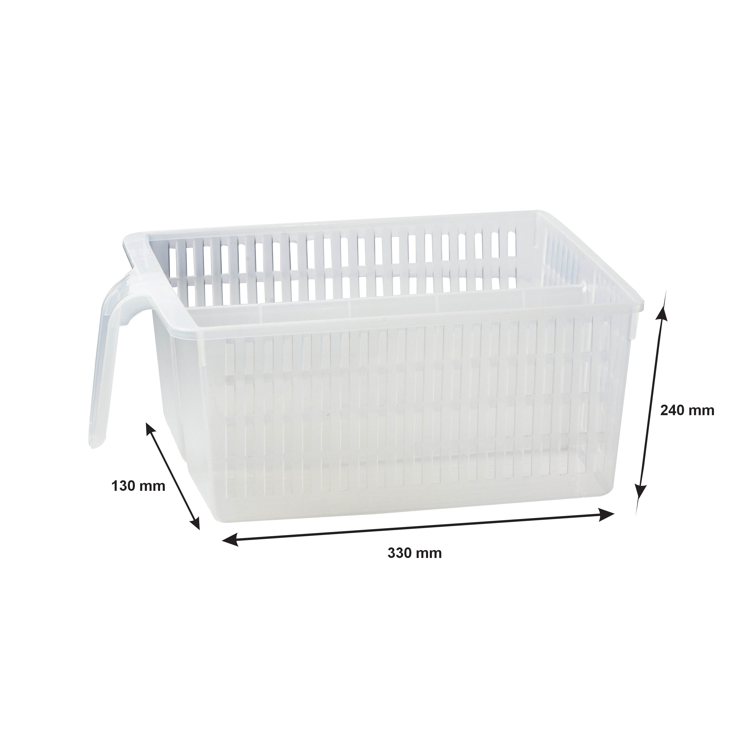 REGENT STOREAWAY CLEAR PLASTIC PANTRY & FRIDGE DEEP BASKET WITH DIVIDER, 330X240X130MM