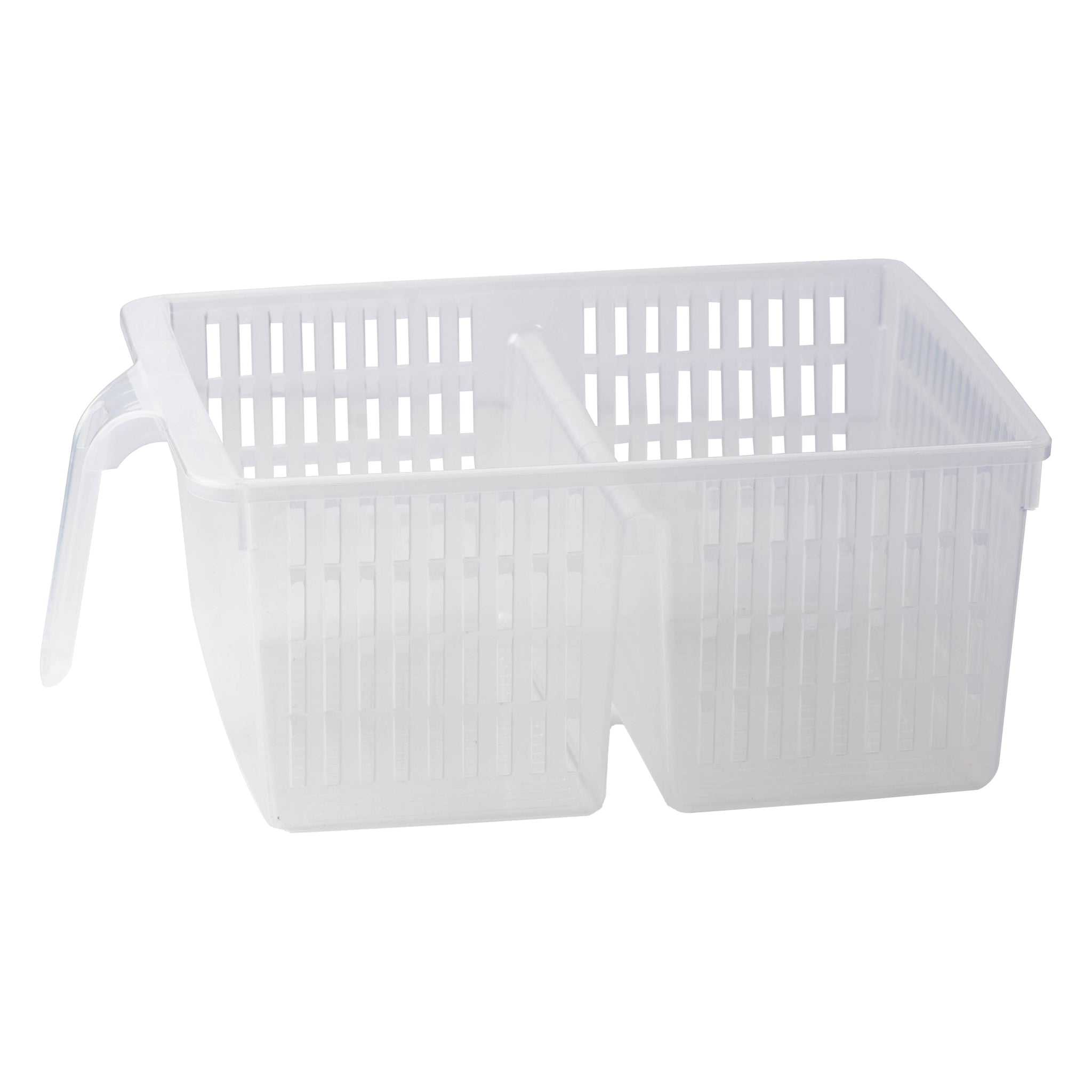REGENT STOREAWAY CLEAR PLASTIC PANTRY & FRIDGE DEEP BASKET WITH VERTICAL DIVIDER, 330X240X130MM