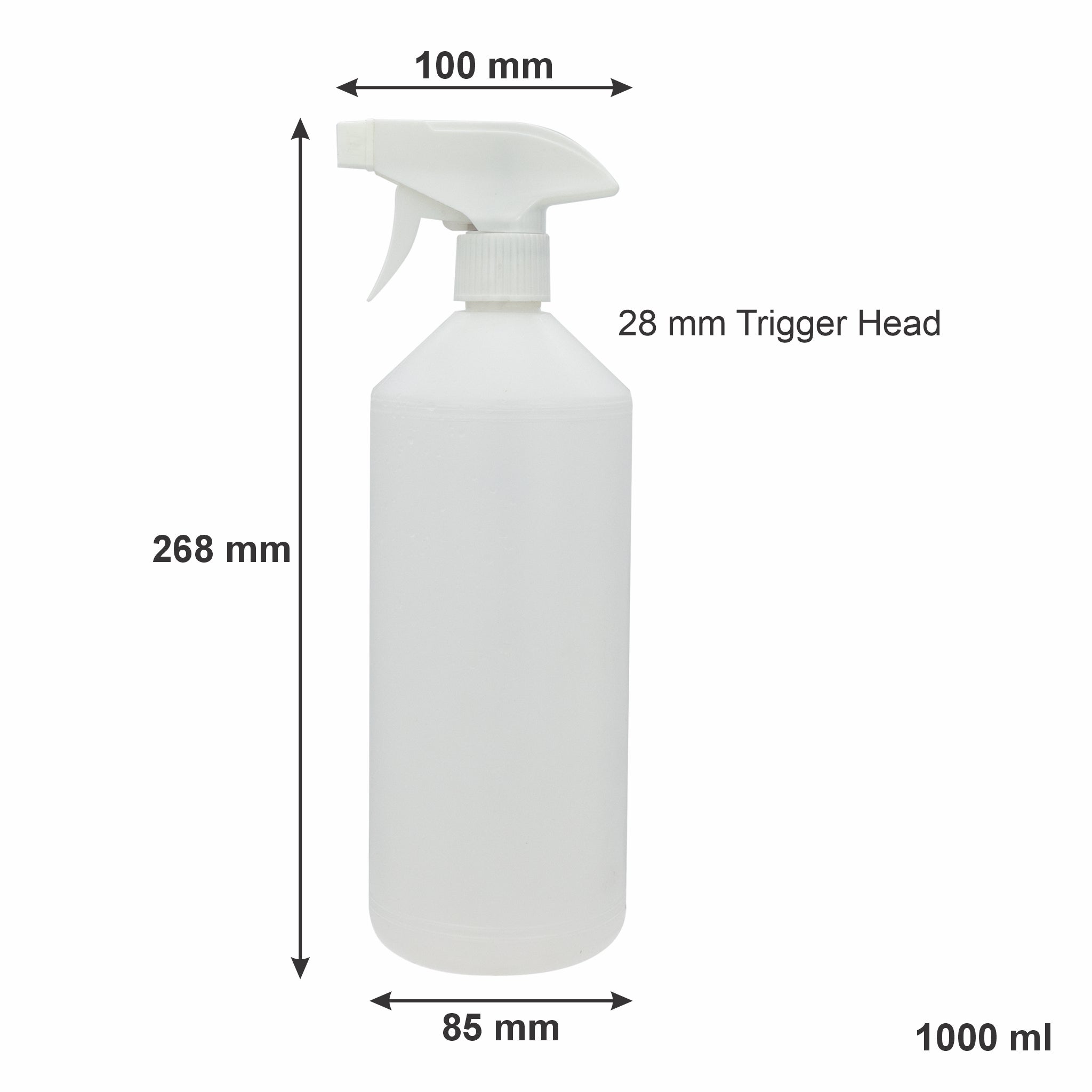 REGENT EMPTY BOTTLE WITH 28MM WHITE SPRAY HEAD 1L, 6PK
