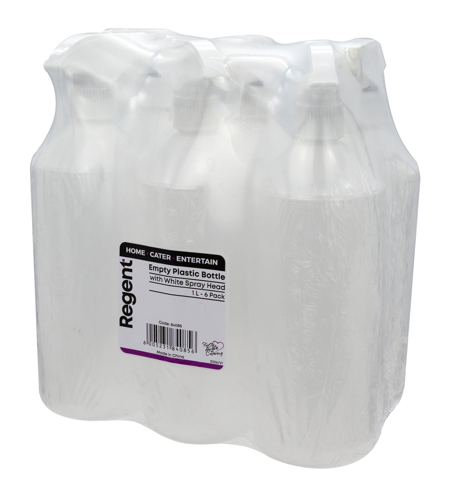 REGENT EMPTY BOTTLE WITH 28MM WHITE SPRAY HEAD 1L, 6PK