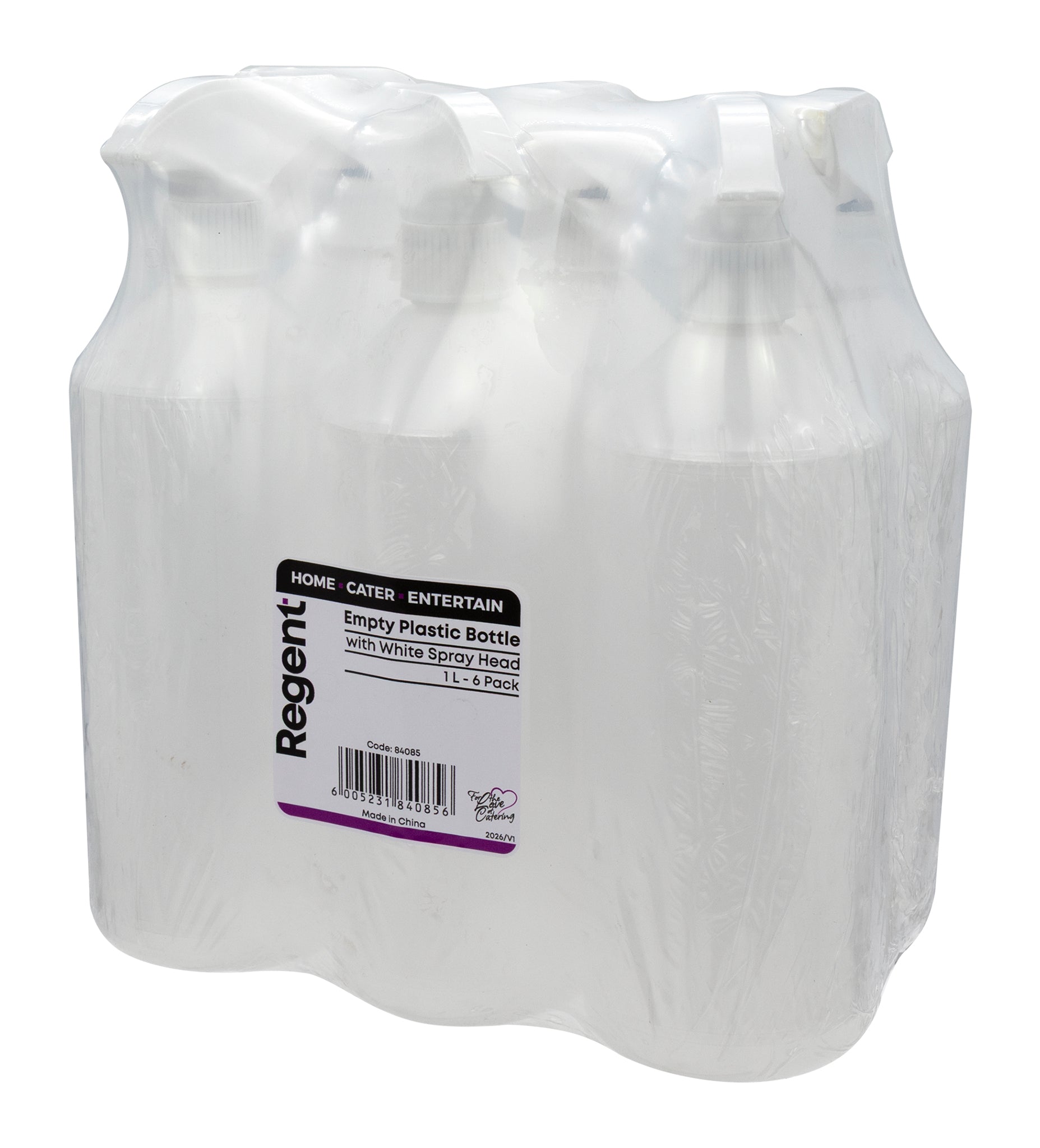 REGENT EMPTY BOTTLE WITH 28MM WHITE SPRAY HEAD 1L, 6PK