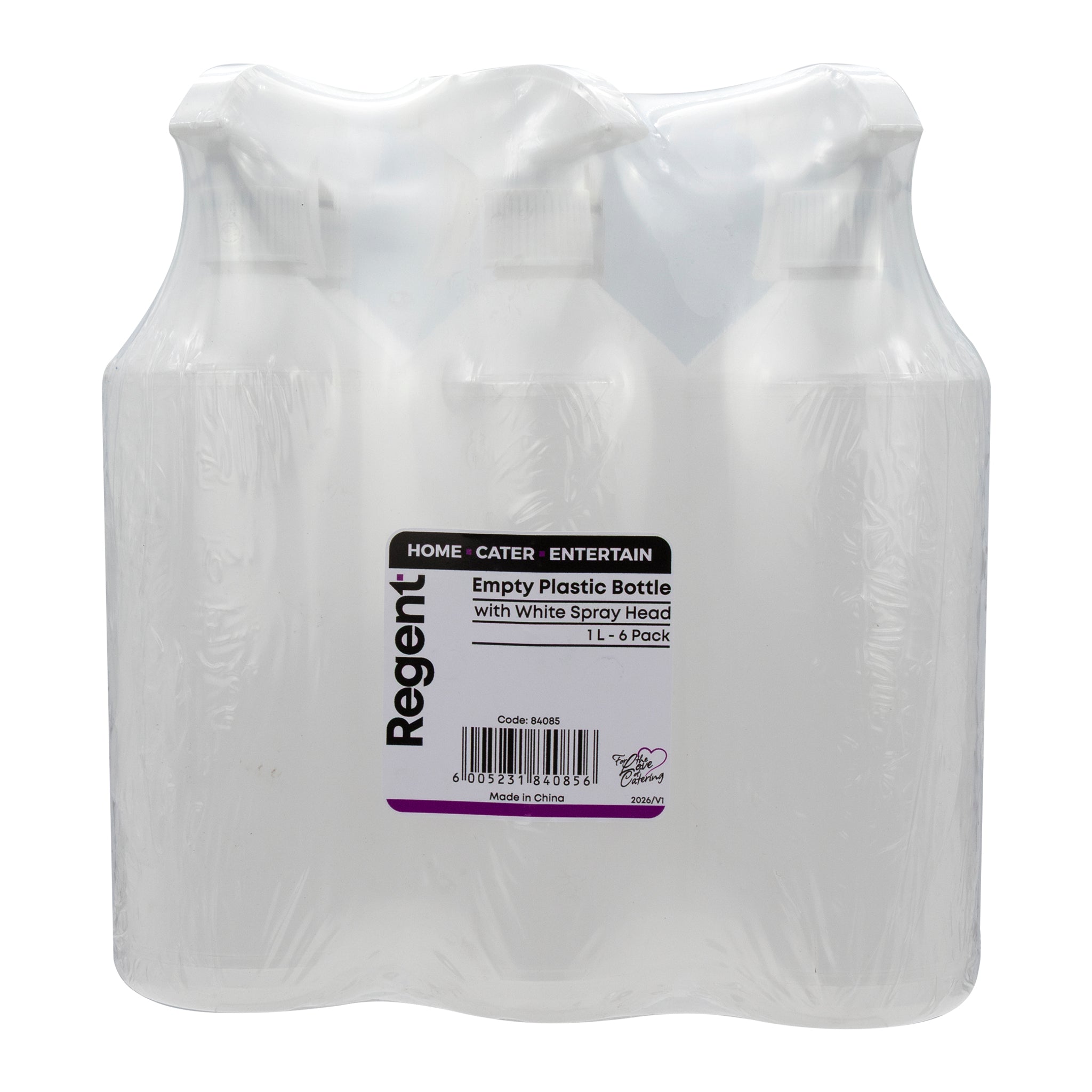 REGENT EMPTY BOTTLE WITH 28MM WHITE SPRAY HEAD 1L, 6PK