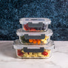 CONSOL MADRID STORAGE CONTAINERS WITH CLIP ON VENTED LIDS VALUE 3PK SET, 1L & 630ML & 370ML