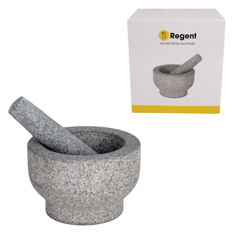 REGENT KITCHEN GRANITE MORTAR AND PESTLE, (152MM DIAX100MM)