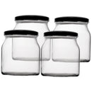 REGENT ROUND JAR WITH BLACK LID 4 PACK, 500ML