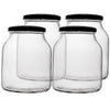 REGENT ROUND JARS WITH BLACK LIDS 4PK, 910ML