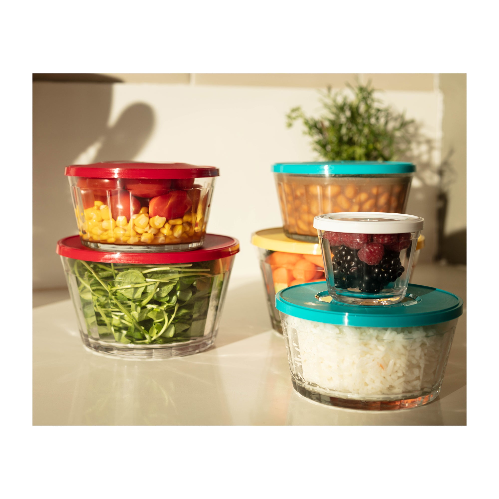 NADIR AMERICANO XL BOWL WITH 3 COLOURED PLASTIC LIDS, 1L