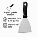REGENT ANGLED GRIDDLE SCRAPER ST STEEL WITH BLACK PP HANDLE, 240MM
