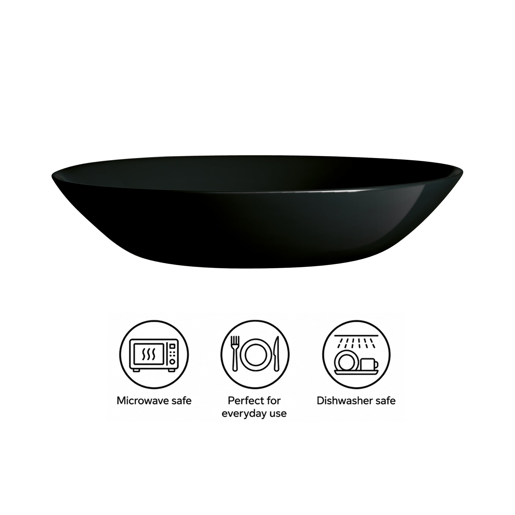 LUMINARC OPAL BLACK SOUP BOWL 780ML, 200MM DIA