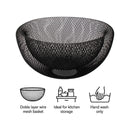 REGENT KITCHEN DOUBLE LAYER WIRE MESH BASKET POWDER COATED BLACK, 295MM DIA