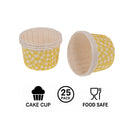 REGENT CAKE/ICE CREAM CUPS YELLOW CHECK PET LINED 25PK, 55MM DIAX35MM