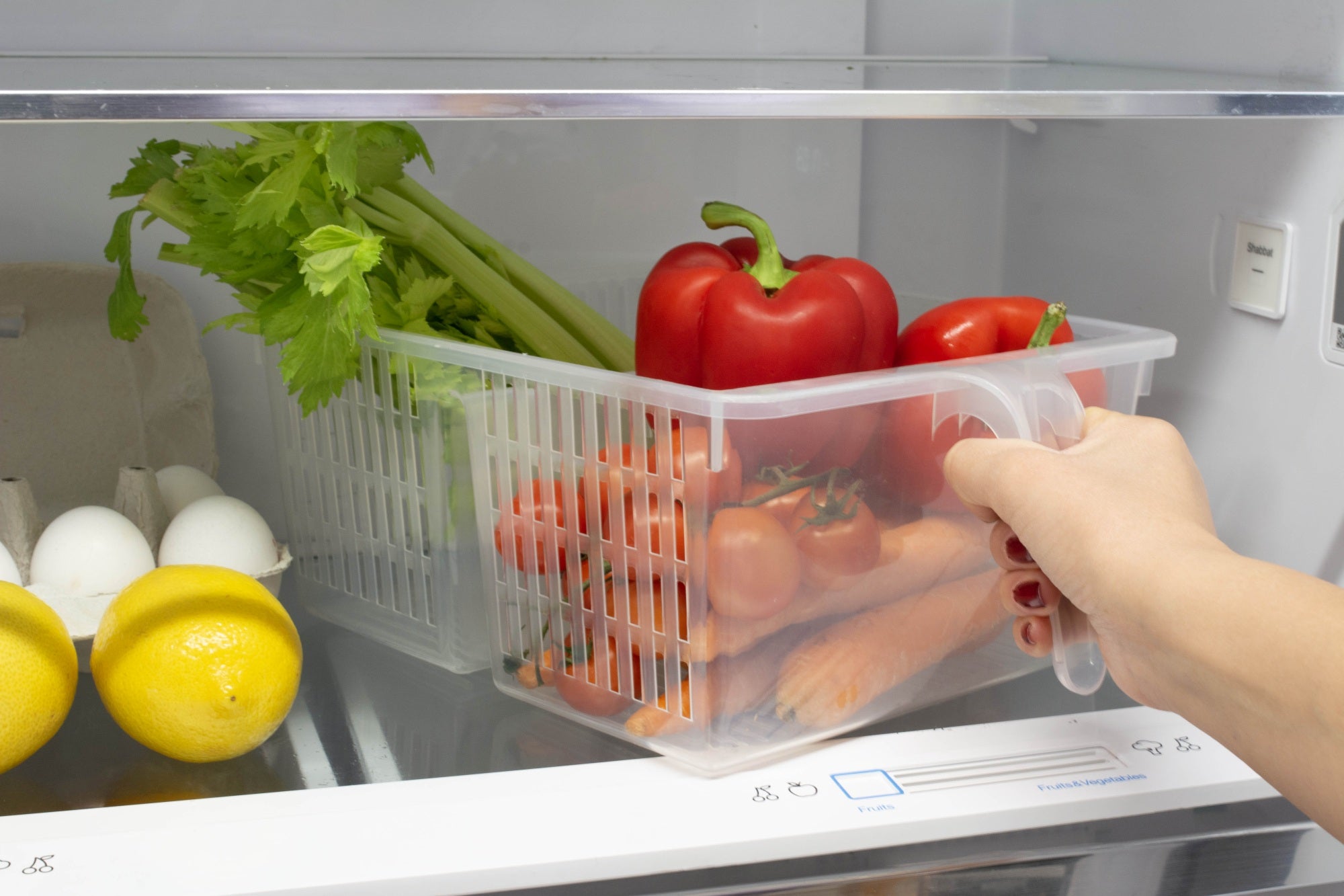 REGENT CLEAR PLASTIC FRIDGE/PANTRY BASKETS WITH DIVIDERS 2PK VALUE PACK