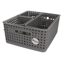 REGENT PLASTIC BOHO RECTANGULAR BASKET GREY,  (340X135X130MM)