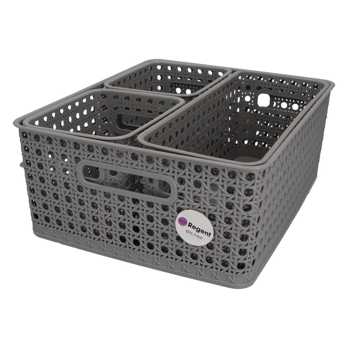 REGENT STOREAWAY CLASSIC GREY PLASTIC BASKET SMALL, 170X135X130MM