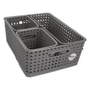 REGENT PLASTIC BOHO RECTANGULAR BASKET GREY,  (340X135X130MM)