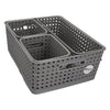 REGENT PLASTIC BOHO RECTANGULAR BASKET GREY,  (340X135X130MM)