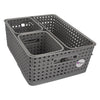 REGENT STOREAWAY CLASSIC GREY PLASTIC RECTANGULAR BASKET LARGE, 350X280X140MM