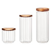 CONSOL ROUND RIBBED CANISTER WITH ACACIA LID, 1L