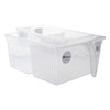 REGENT STOREAWAY CLEAR PLASTIC PANTRY & FRIDGE DEEP BASKET WITH VERTICAL DIVIDER, 330X240X130MM