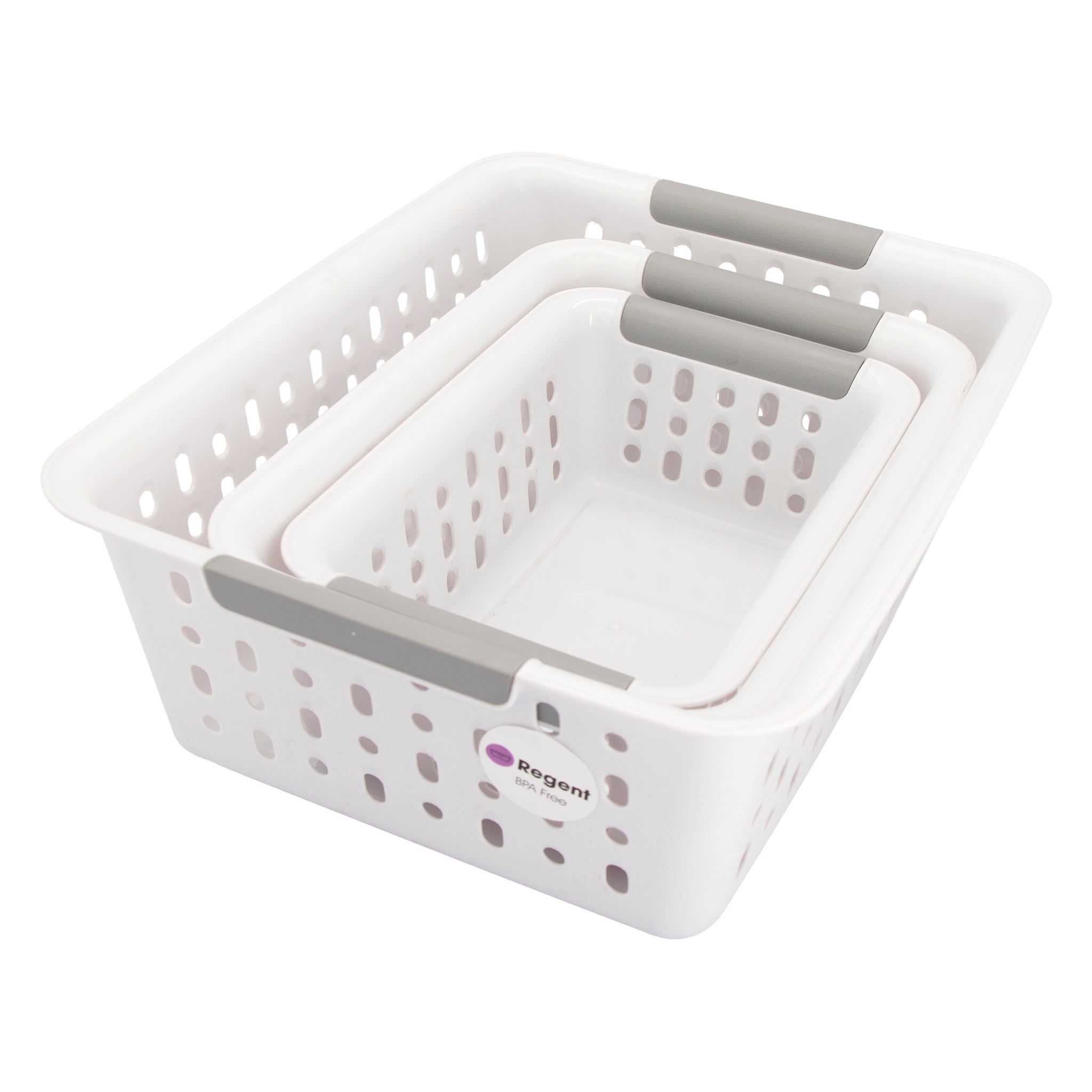 REGENT STOREAWAY CLEAR & GREY PLASTIC WASHDAY BASKET SMALL, 240X175X90MM