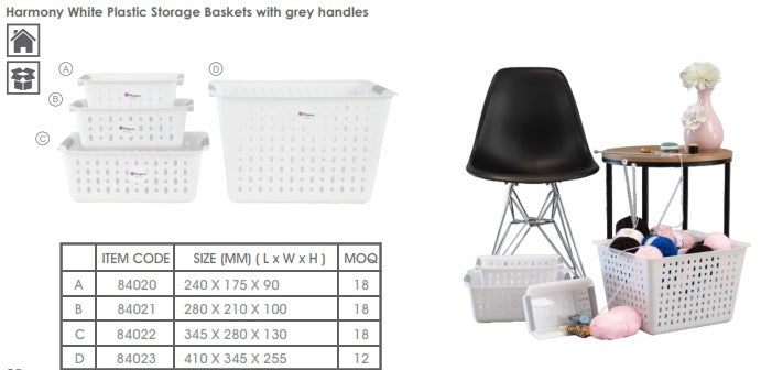 REGENT STOREAWAY CLEAR & GREY PLASTIC WASHDAY BASKET SMALL, 240X175X90MM