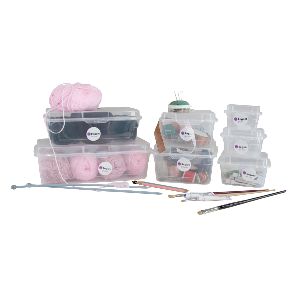 REGENT STOREAWAY CLEAR PLASTIC STACK BOX 350ML, 100X125X65MM