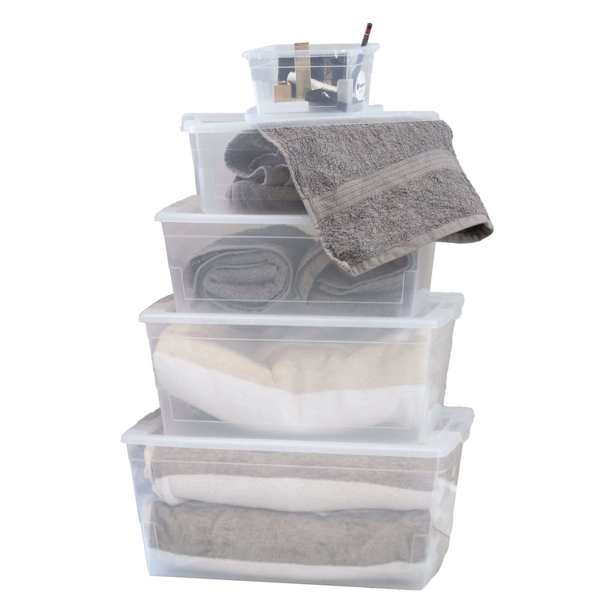 REGENT STOREAWAY PLASTIC NEST AND LID STORAGE BOX CLEAR, 4L - 270X185X110MM
