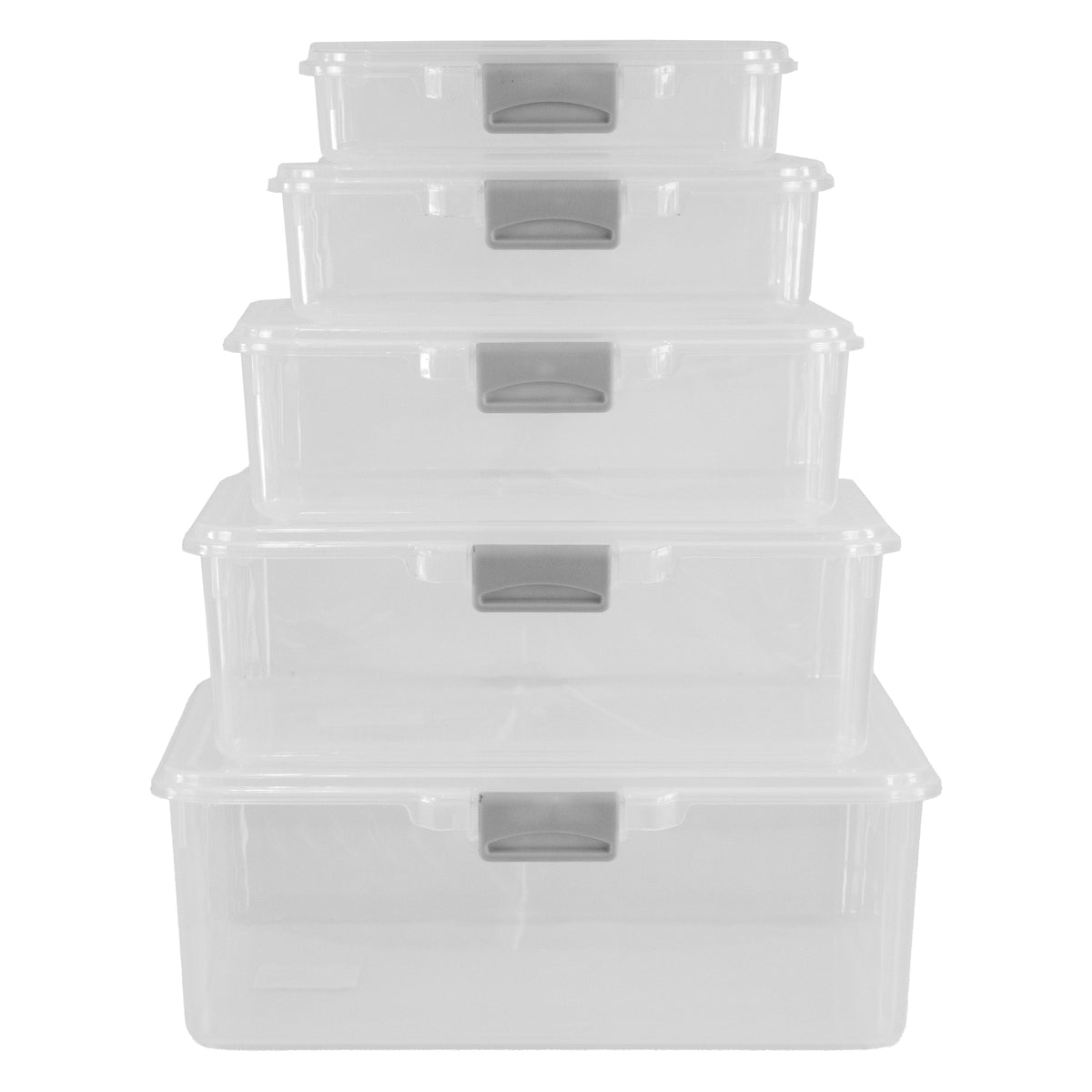 REGENT STOREAWAY CLEAR PLASTIC STORAGE BOX WITH GREY CLIPS 450ML, 190X130X45MM
