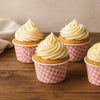 REGENT CAKE/ICE CREAM CUPS PINK CHECK PET LINED 25PK, 55MM DIAX35MM