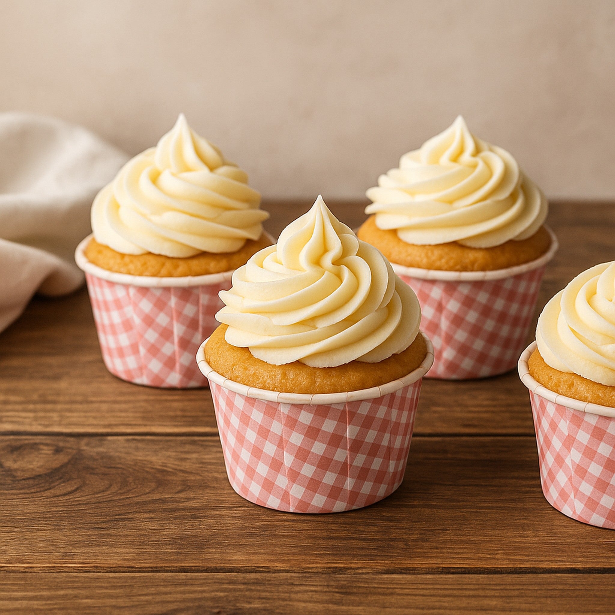 REGENT CAKE/ICE CREAM CUPS PINK CHECK PET LINED 25PK, 55MM DIAX35MM
