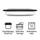 CONSOL VIGO RECTANGULAR GLASS BAKING DISH WITH GREY PLASTIC LID, 3.8L