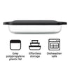 CONSOL VIGO RECTANGULAR GLASS BAKING DISH WITH GREY PLASTIC LID, 2.7L