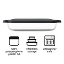 CONSOL VIGO RECTANGULAR GLASS BAKING DISH WITH GREY PLASTIC LID, 2.7L
