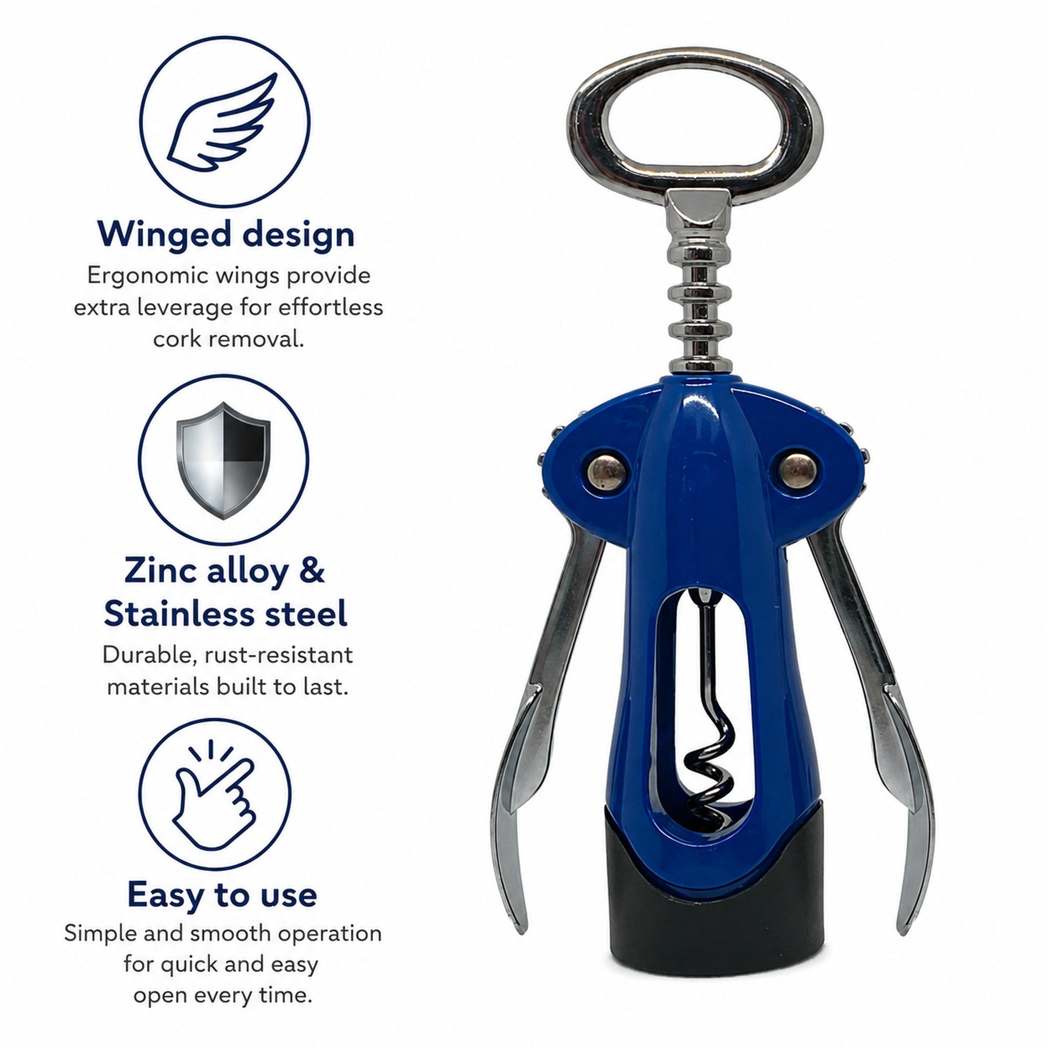 BAR BUTLER WING CORKSCREW PLASTIC BLUE WITH BLACK BASE